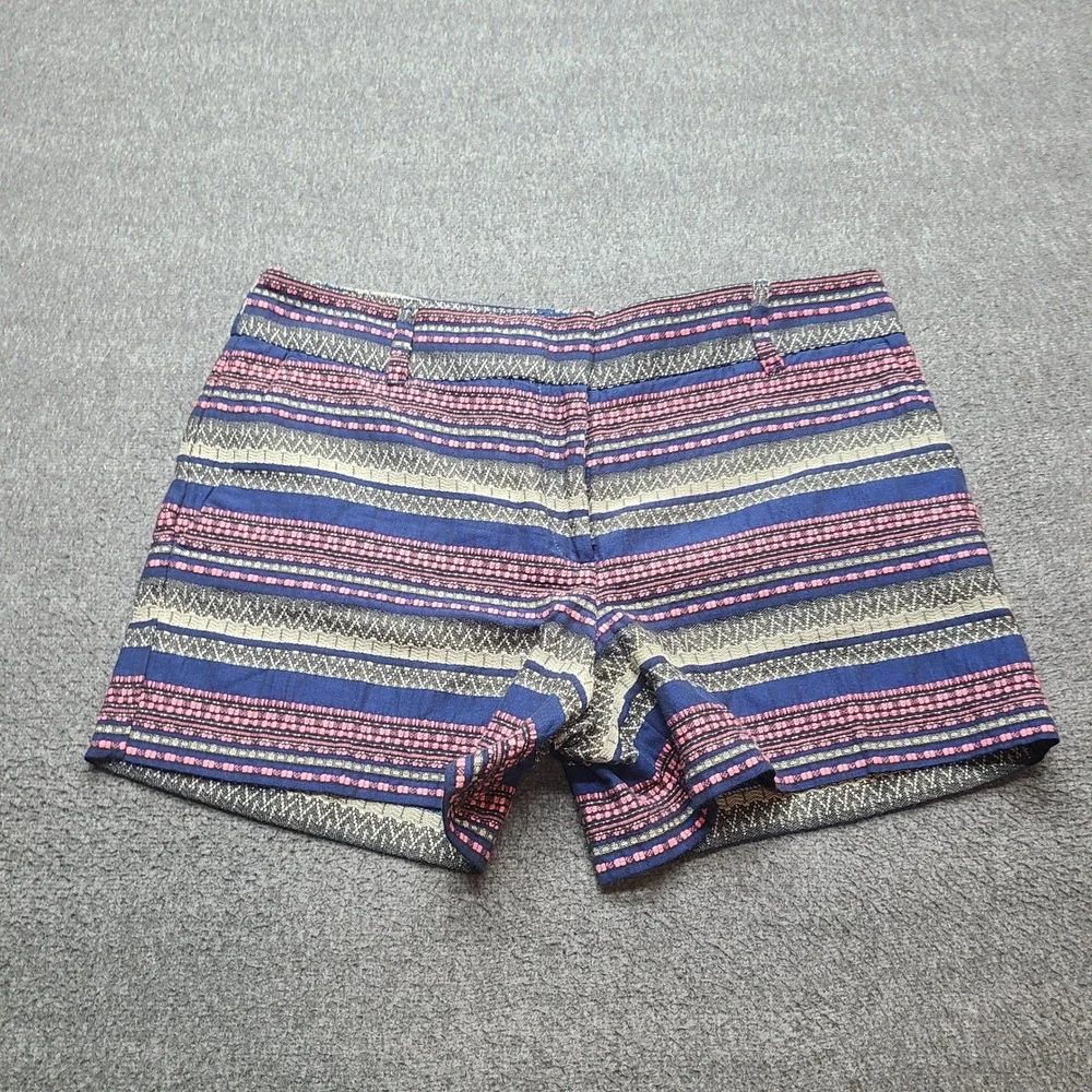 LOFT Riviera Shorts Womens 6 Blue Pink New‎ Striped Woven Textured Summer